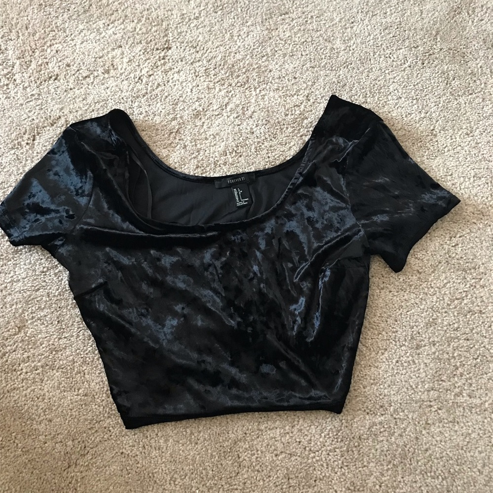 Black velvet crop top